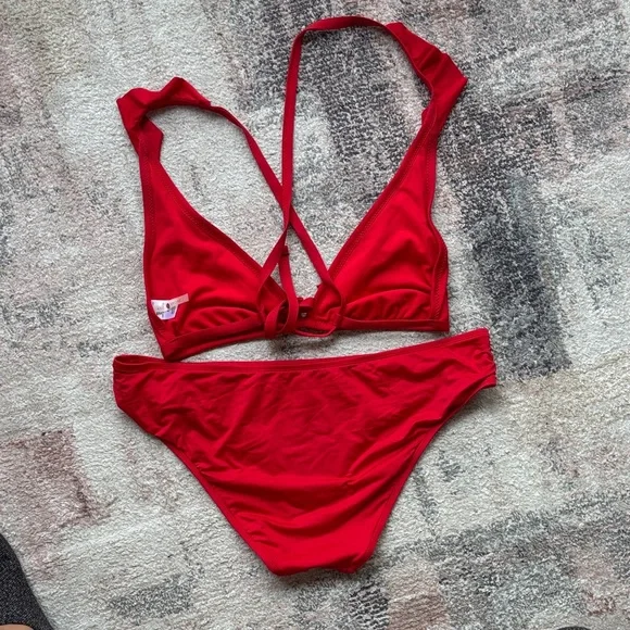 Red Ruffled Bikini Set - Picture 2 of 4